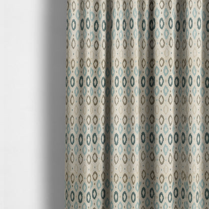 Arley Fabric Collection Woven Jacquard Small Eye Lid Geometric Pattern Blue Beige Colour Chenille Fabric JO-673 - Made To Measure Curtains