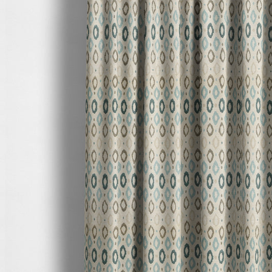 Arley Fabric Collection Woven Jacquard Small Eye Lid Geometric Pattern Blue Beige Colour Chenille Fabric JO-673 - Made To Measure Curtains