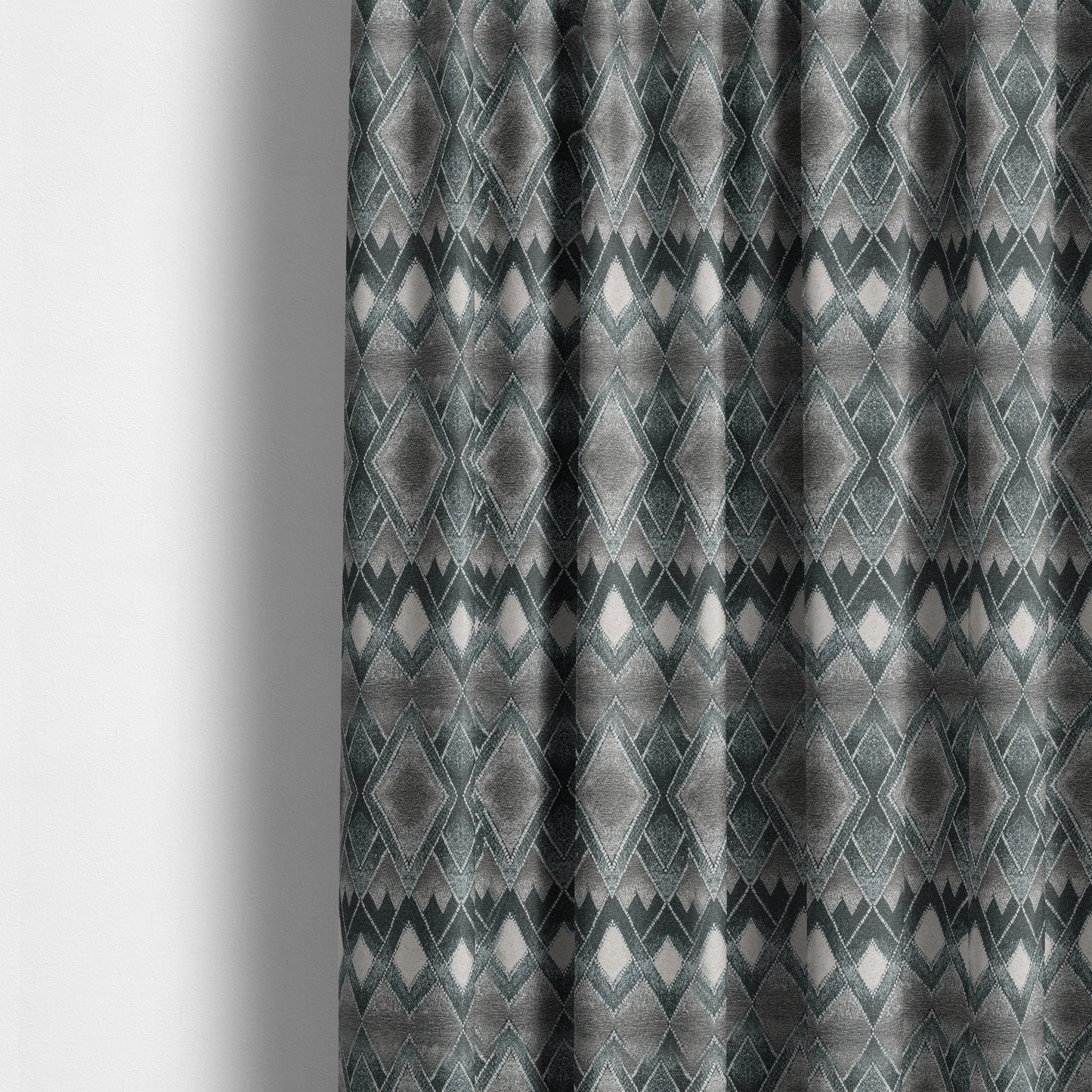 Elwin Decorative Weave Teal Blue Colour Geometric Pattern Jacquard Fabric JO-674 - Made To Measure Curtains