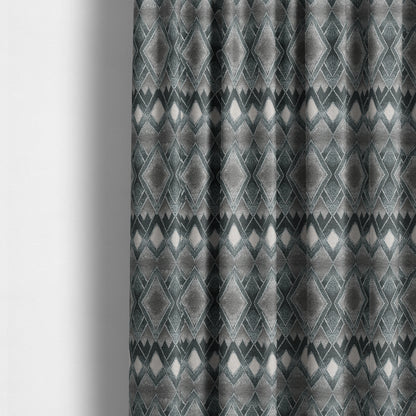 Elwin Decorative Weave Teal Blue Colour Geometric Pattern Jacquard Fabric JO-674 - Made To Measure Curtains