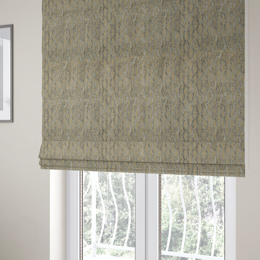 Beige Silver Grey Coloured Diamond Striped Pattern Soft Chenille Upholstery Fabric JO-676 - Roman Blinds