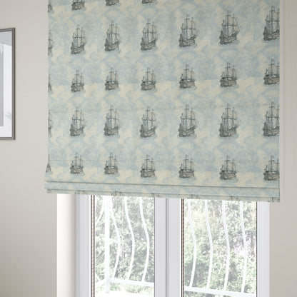 Ahoy Fabric Collection Nautical Stormy Seas Inspired Design Motif Fabric For The Sea Lovers Jacquard Woven Furnishing Fabric JO-677 - Roman Blinds