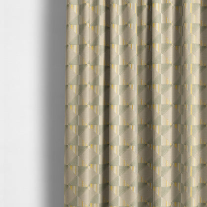 Ziani Modern Geometric Pattern Velvet Green Yellow Colour JO-679 - Made To Measure Curtains