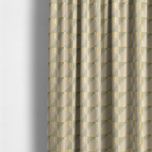 Ziani Modern Geometric Pattern Velvet Green Yellow Colour JO-679 - Made To Measure Curtains