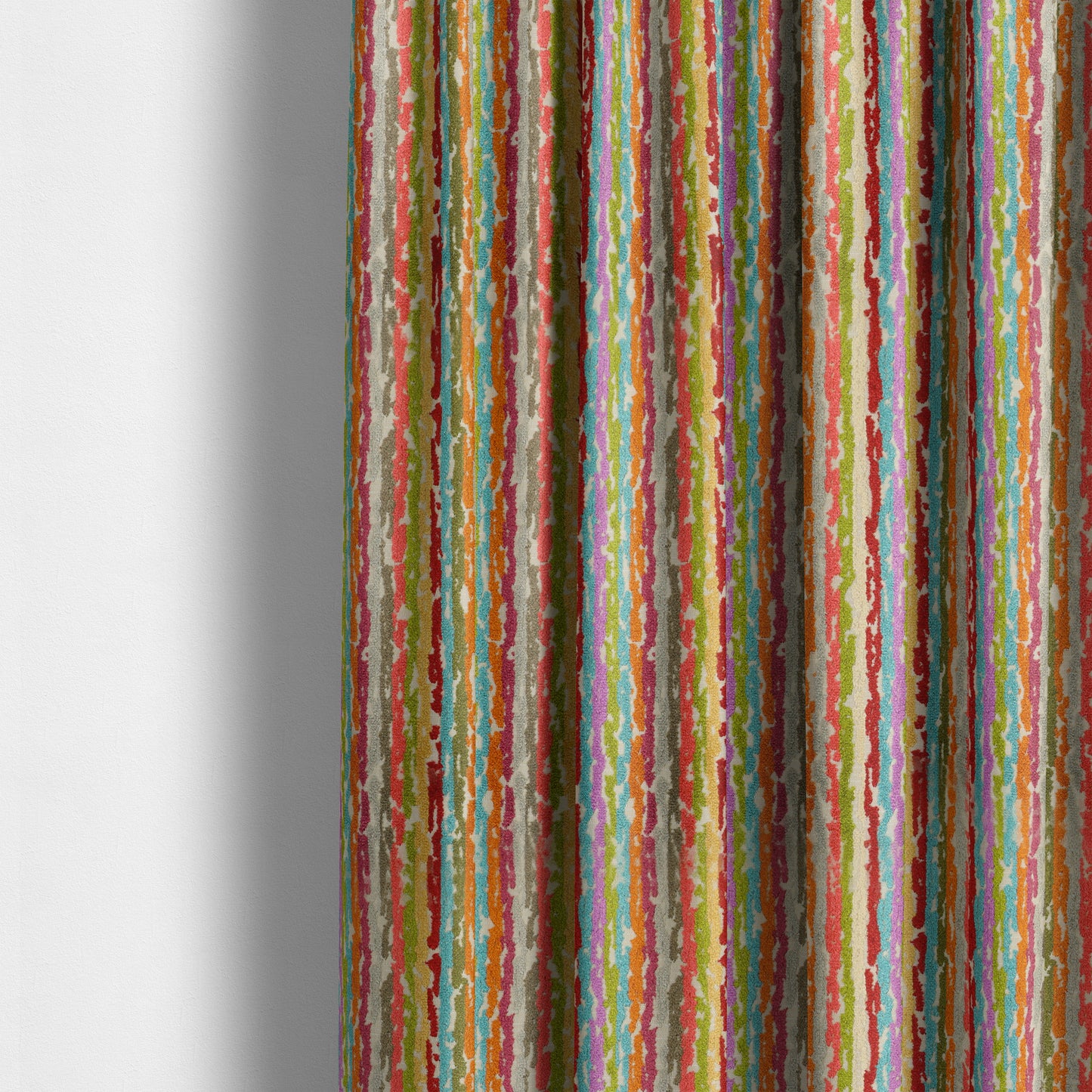 Amazilia Velvet Collection Multi Coloured Geometric Abstract Striped Pattern Soft Velvet Upholstery Fabric JO-687 - Made To Measure Curtains