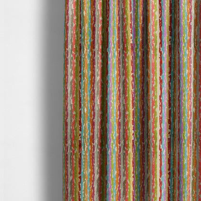 Amazilia Velvet Collection Multi Coloured Geometric Abstract Striped Pattern Soft Velvet Upholstery Fabric JO-687 - Made To Measure Curtains