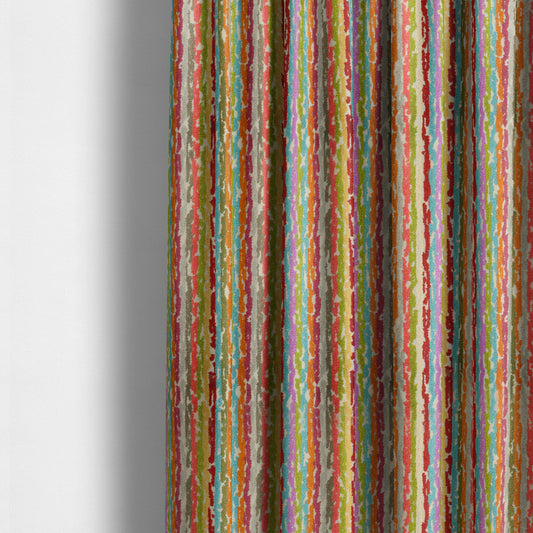 Amazilia Velvet Collection Multi Coloured Geometric Abstract Striped Pattern Soft Velvet Upholstery Fabric JO-687 - Made To Measure Curtains