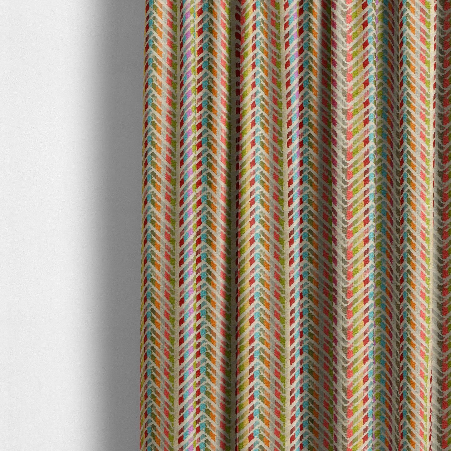 Amazilia Velvet Collection Multi Coloured Chevron Pattern Soft Velvet Upholstery Fabric JO-692 - Made To Measure Curtains