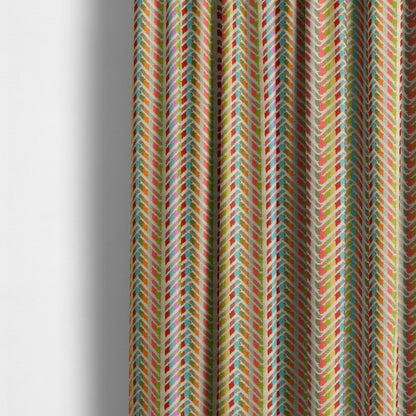 Amazilia Velvet Collection Multi Coloured Chevron Pattern Soft Velvet Upholstery Fabric JO-692 - Made To Measure Curtains