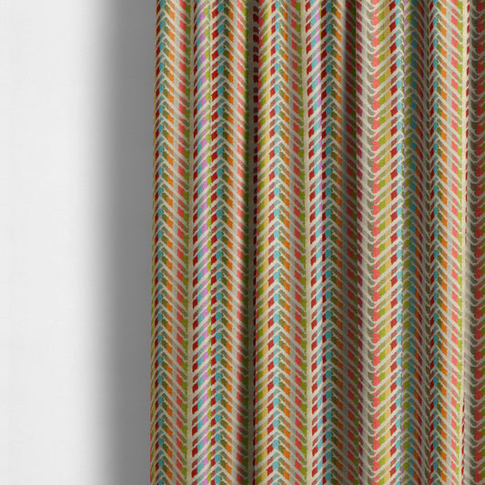 Amazilia Velvet Collection Multi Coloured Chevron Pattern Soft Velvet Upholstery Fabric JO-692 - Made To Measure Curtains