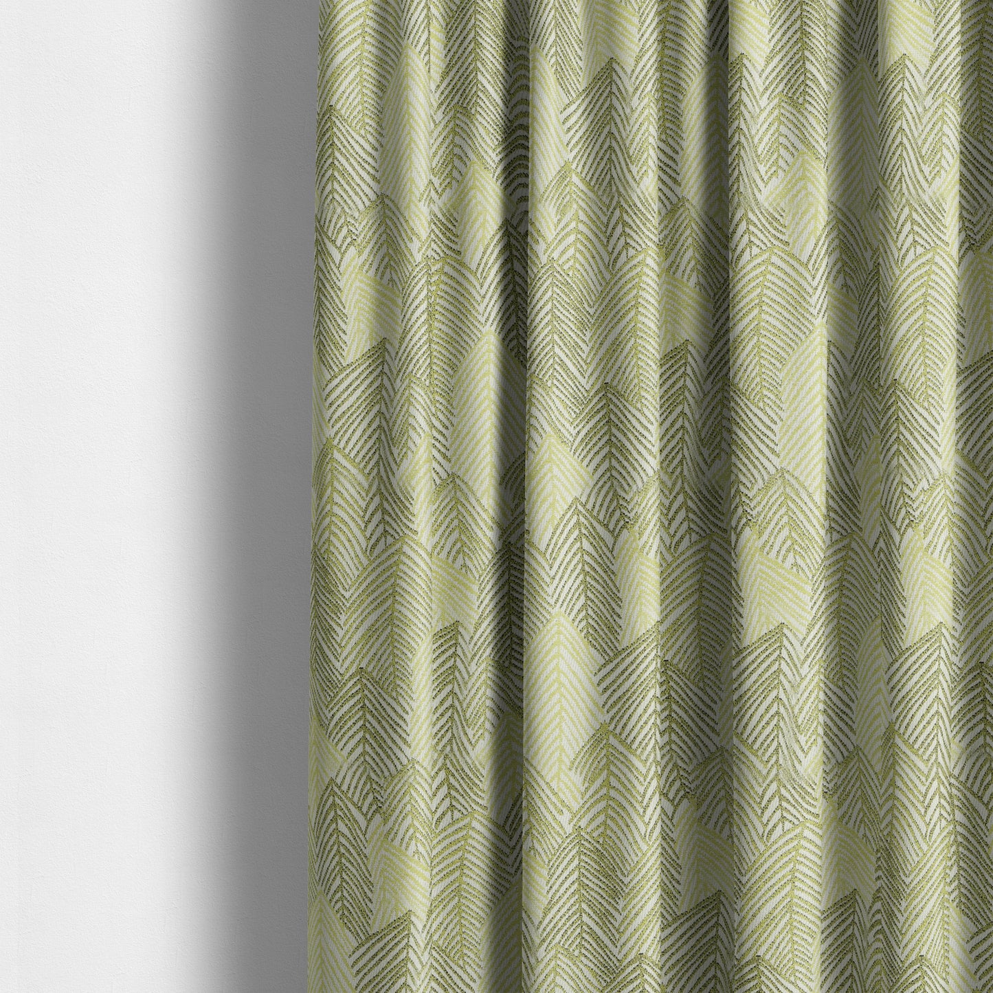 Piccadilly Collection Leaf Floral Pattern Woven Upholstery Green White Chenille Fabric JO-694 - Made To Measure Curtains