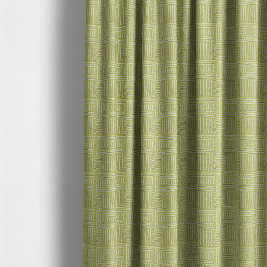 Piccadilly Collection Gingham Pattern Woven Upholstery Green White Chenille Fabric JO-696 - Made To Measure Curtains