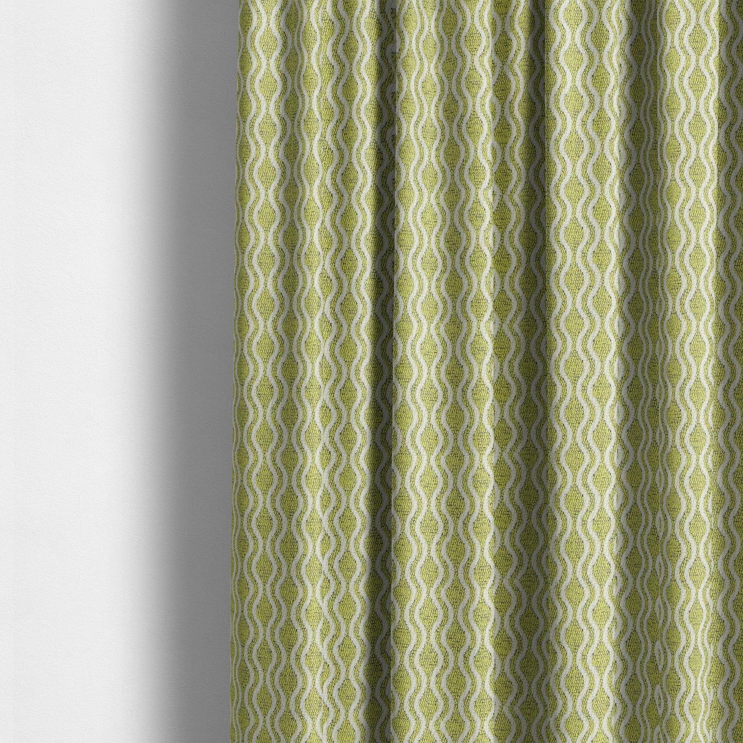 Piccadilly Collection Eclipse Pattern Woven Upholstery Green White Chenille Fabric JO-697 - Made To Measure Curtains