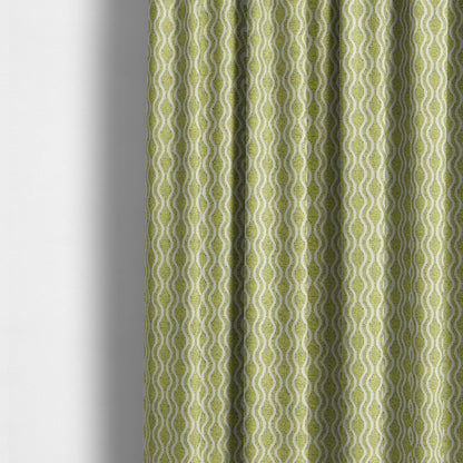 Piccadilly Collection Eclipse Pattern Woven Upholstery Green White Chenille Fabric JO-697 - Made To Measure Curtains