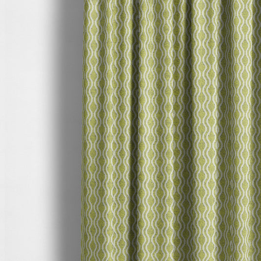 Piccadilly Collection Eclipse Pattern Woven Upholstery Green White Chenille Fabric JO-697 - Made To Measure Curtains