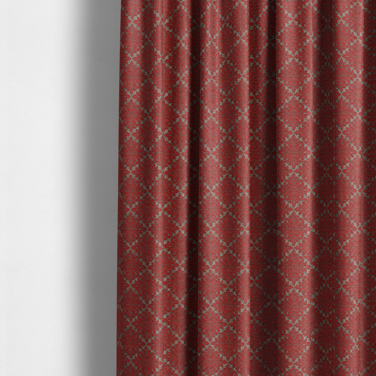 Renieri Fabric Collection Red Brown Small Medallion Inspired Pattern Chenille Upholstery Fabric JO-699 - Made To Measure Curtains