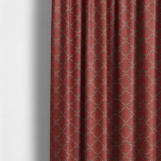 Renieri Fabric Collection Red Brown Small Medallion Inspired Pattern Chenille Upholstery Fabric JO-699 - Made To Measure Curtains