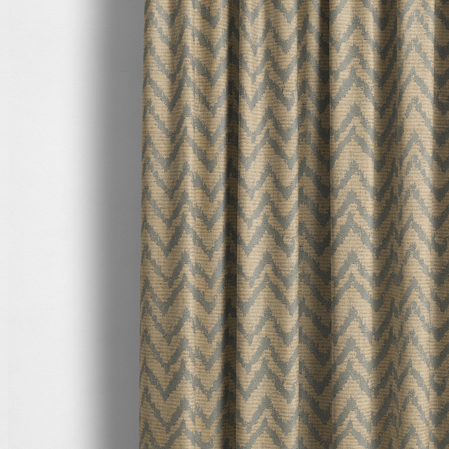 Azima Chevron Striped Pattern Brown Silver Shine Upholstery Fabric JO-700 - Made To Measure Curtains