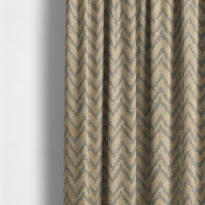 Azima Chevron Striped Pattern Brown Silver Shine Upholstery Fabric JO-700 - Made To Measure Curtains