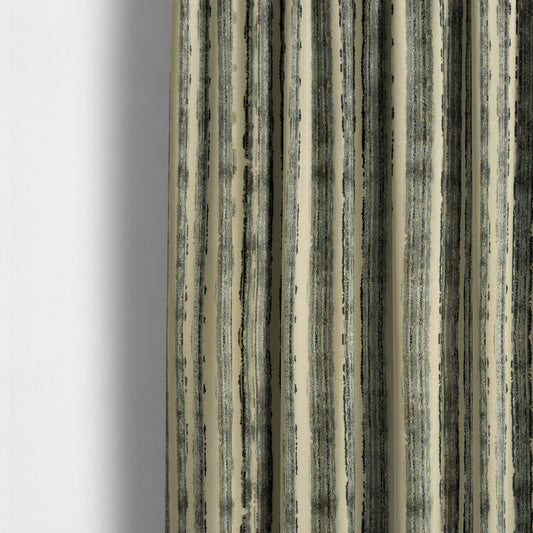 Shaved Striped Line Grey Velvet Pattern Upholstery Fabric JO-701 - Made To Measure Curtains