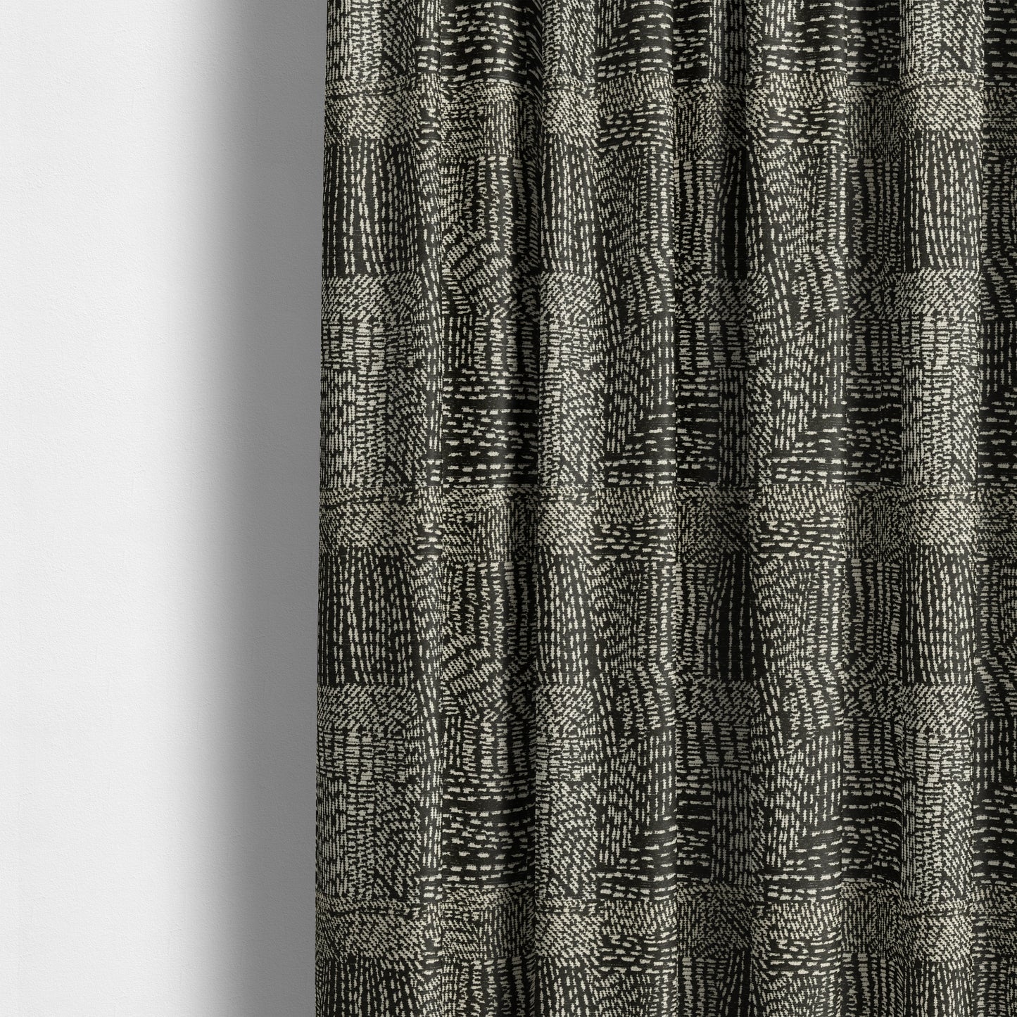 Semi Plain Pattern In Black Colour Chenille Upholstery Fabric JO-708 - Made To Measure Curtains