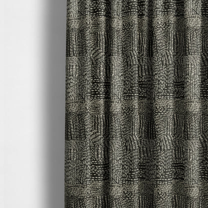 Semi Plain Pattern In Black Colour Chenille Upholstery Fabric JO-708 - Made To Measure Curtains