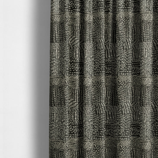 Semi Plain Pattern In Black Colour Chenille Upholstery Fabric JO-708 - Made To Measure Curtains