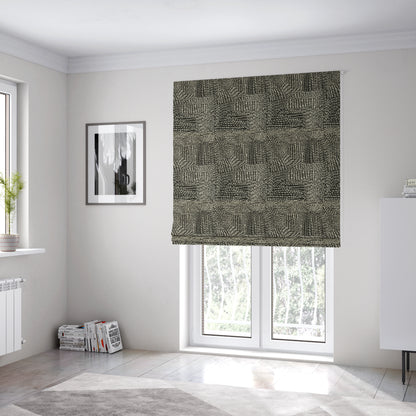 Semi Plain Pattern In Black Colour Chenille Upholstery Fabric JO-708 - Roman Blinds