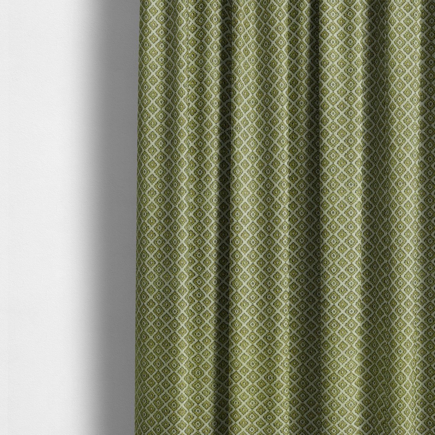 Small Diamond Geometric Pattern In Green Colour Chenille Upholstery Fabric JO-709 - Made To Measure Curtains