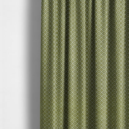 Small Diamond Geometric Pattern In Green Colour Chenille Upholstery Fabric JO-709 - Made To Measure Curtains