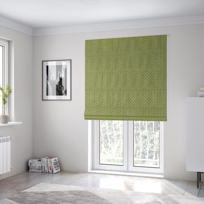 Small Diamond Geometric Pattern In Green Colour Chenille Upholstery Fabric JO-709 - Roman Blinds