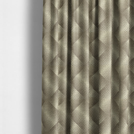 Cream Brown Colour Modern Dotted Pattern Chenille Upholstery Fabric JO-710 - Made To Measure Curtains