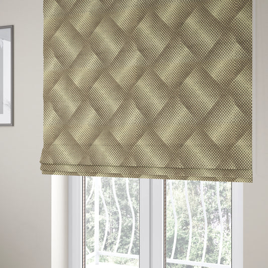 Cream Brown Colour Modern Dotted Pattern Chenille Upholstery Fabric JO-710 - Roman Blinds