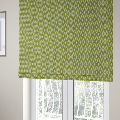 Geometric Diamond Stripe Pattern In Green Colour Chenille Upholstery Fabric JO-711 - Roman Blinds