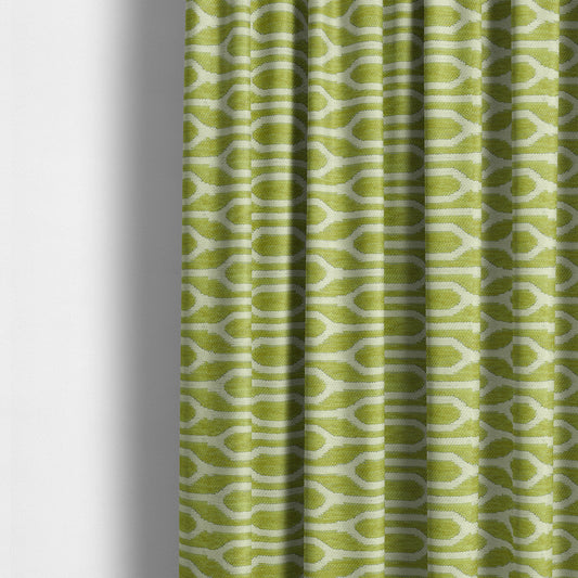 Eye Lid Geometric Pattern In Green Colour Soft Chenille Upholstery Fabric JO-712 - Made To Measure Curtains