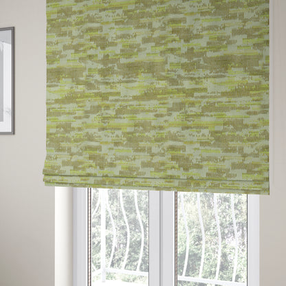 Modern Abstract Semi Plain Pattern In Green Colour Chenille Upholstery Fabric JO-713 - Roman Blinds