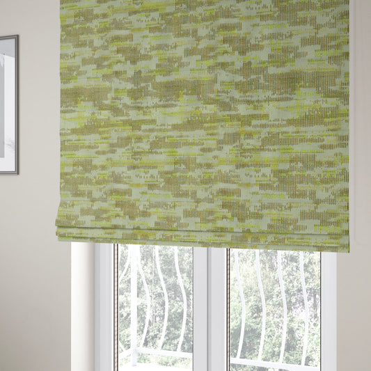 Modern Abstract Semi Plain Pattern In Green Colour Chenille Upholstery Fabric JO-713 - Roman Blinds