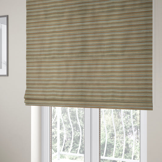 Enya Designer Soft Luxury Striped Fabric Brown Beige Grey JO-72 - Roman Blinds