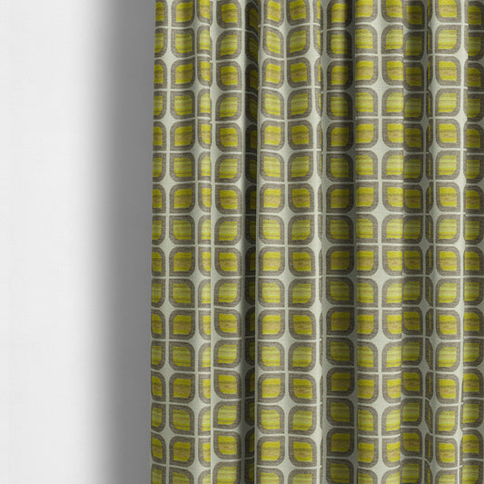 Modern Geometric Pattern In Grey Green Colour Chenille Upholstery Fabric JO-722 - Made To Measure Curtains