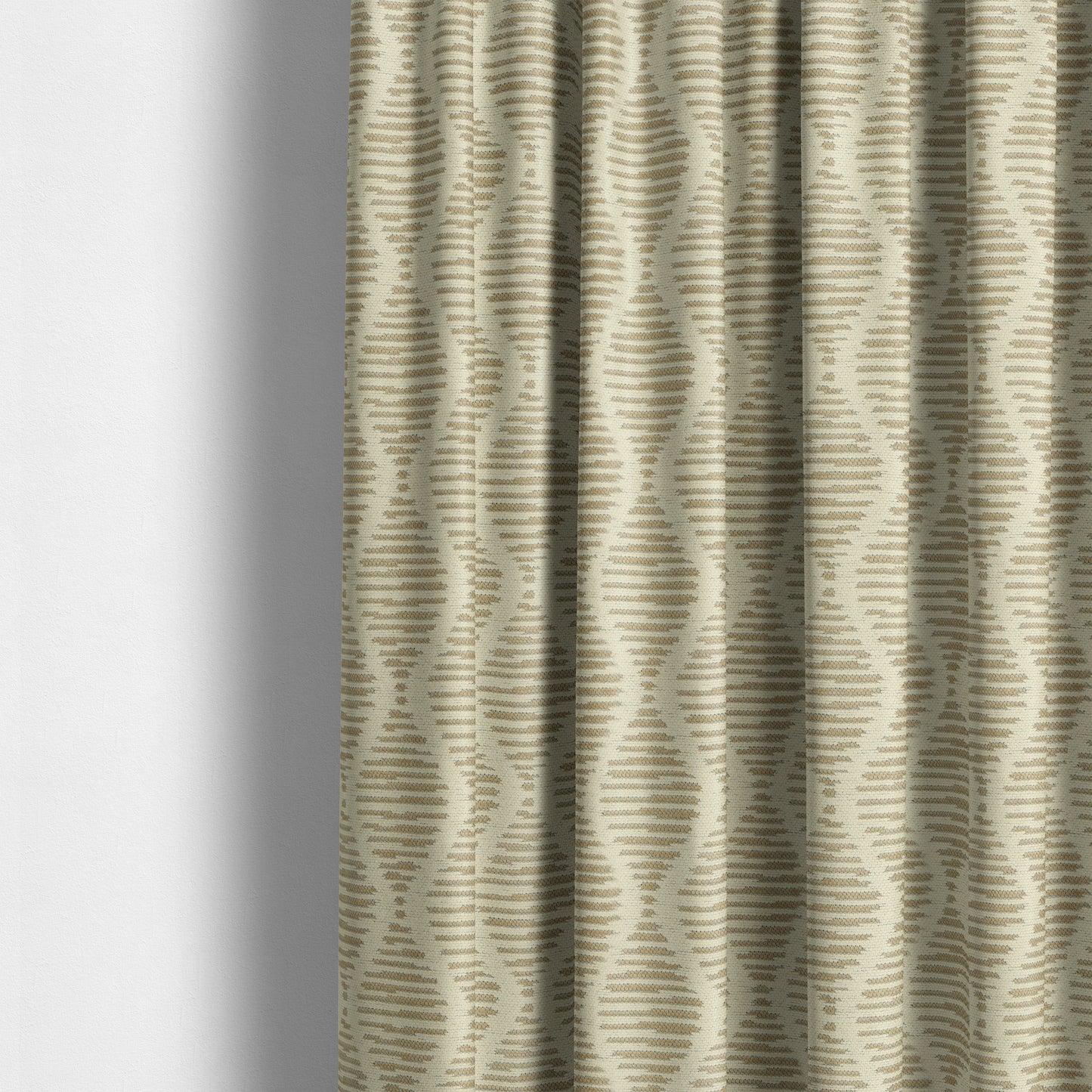 Cream Brown Colour Modern Vertical Wave Pattern Chenille Upholstery Fabric JO-726 - Made To Measure Curtains