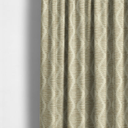 Cream Brown Colour Modern Vertical Wave Pattern Chenille Upholstery Fabric JO-726 - Made To Measure Curtains