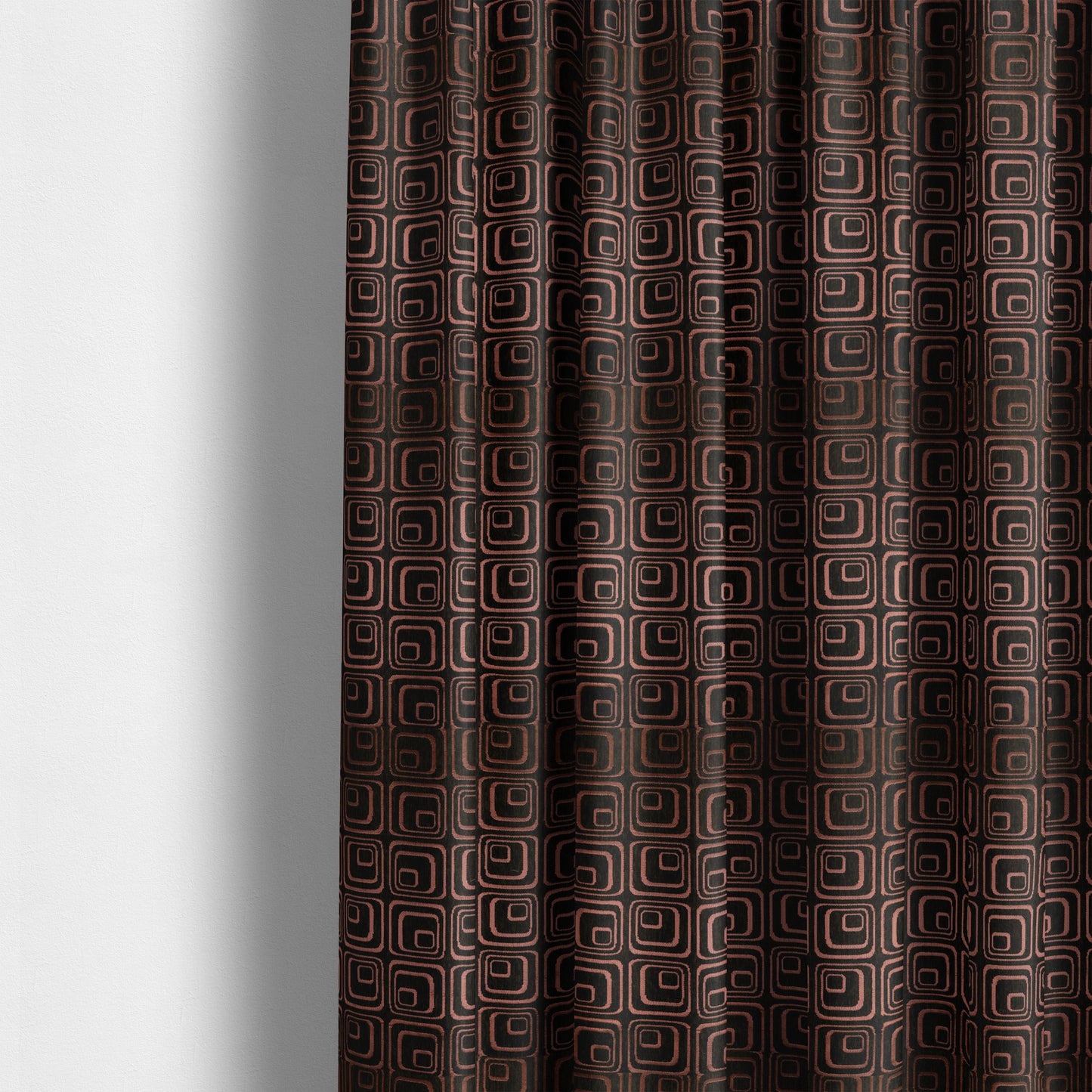 Vegas Brown Bronze Shine Effect Geometric Square Pattern Soft Chenille Upholstery Fabric JO-73 - Made To Measure Curtains