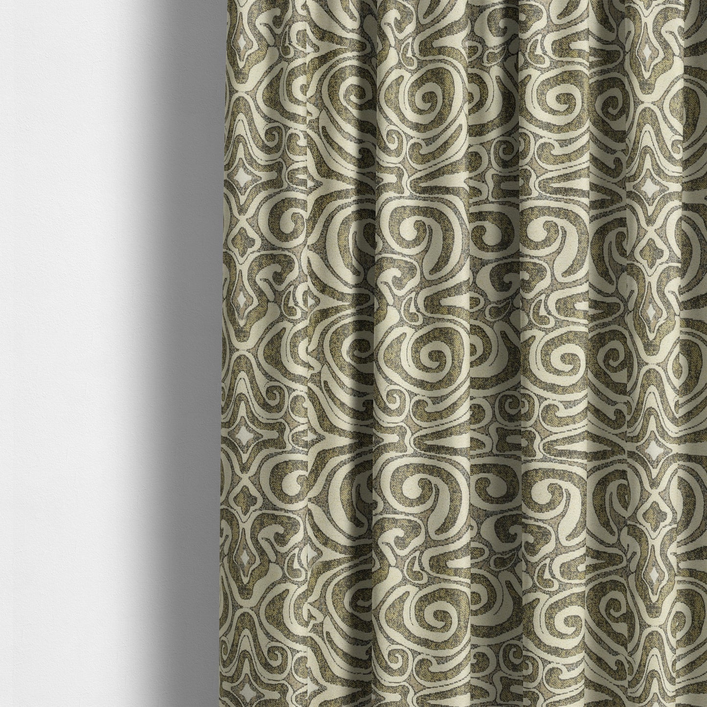 Gold Cream Colour Funky Pattern Chenille Upholstery Fabric JO-731 - Made To Measure Curtains