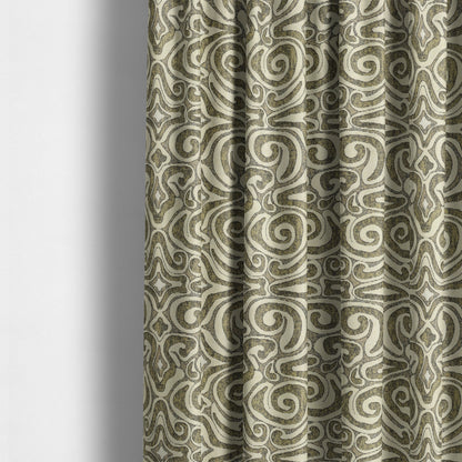 Gold Cream Colour Funky Pattern Chenille Upholstery Fabric JO-731 - Made To Measure Curtains