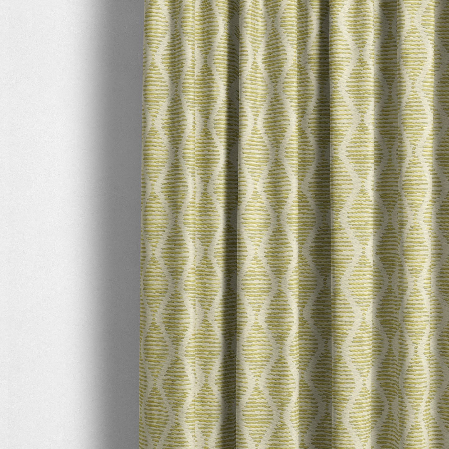 Cream Green Colour Modern Vertical Wave Pattern Chenille Upholstery Fabric JO-734 - Made To Measure Curtains