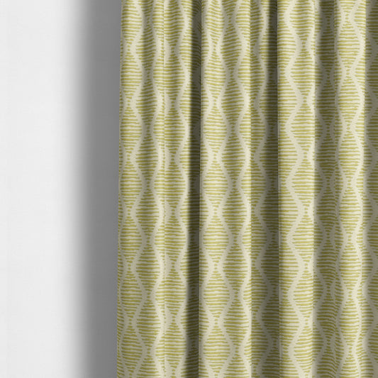 Cream Green Colour Modern Vertical Wave Pattern Chenille Upholstery Fabric JO-734 - Made To Measure Curtains