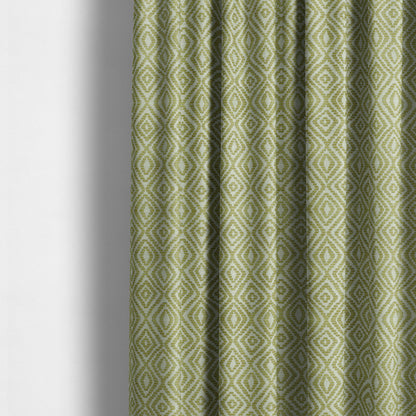 Geometric Diamond Modern Pattern In Green Colour Chenille Upholstery Fabric JO-735 - Made To Measure Curtains