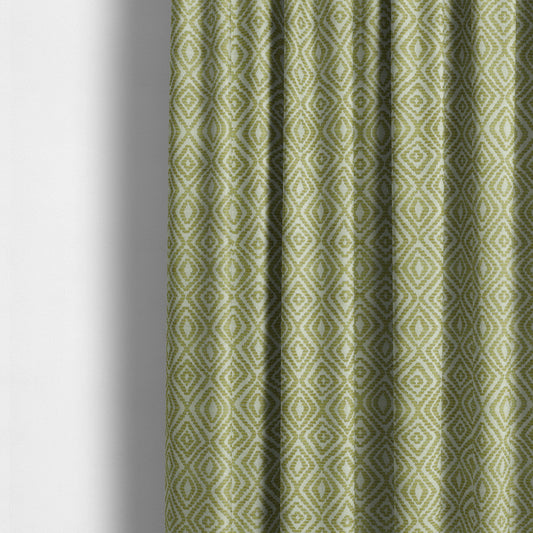 Geometric Diamond Modern Pattern In Green Colour Chenille Upholstery Fabric JO-735 - Made To Measure Curtains