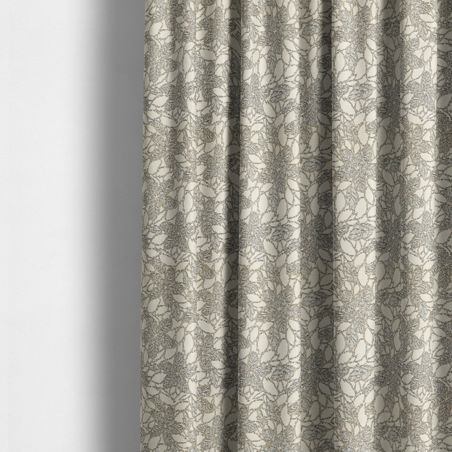 Outlined Floral Theme Pattern In Grey Colour Chenille Jacquard Furniture Fabric JO-741 - Made To Measure Curtains