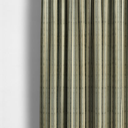 Striped Pattern In Black Grey Colour Velvet Upholstery Fabric JO-748 - Made To Measure Curtains